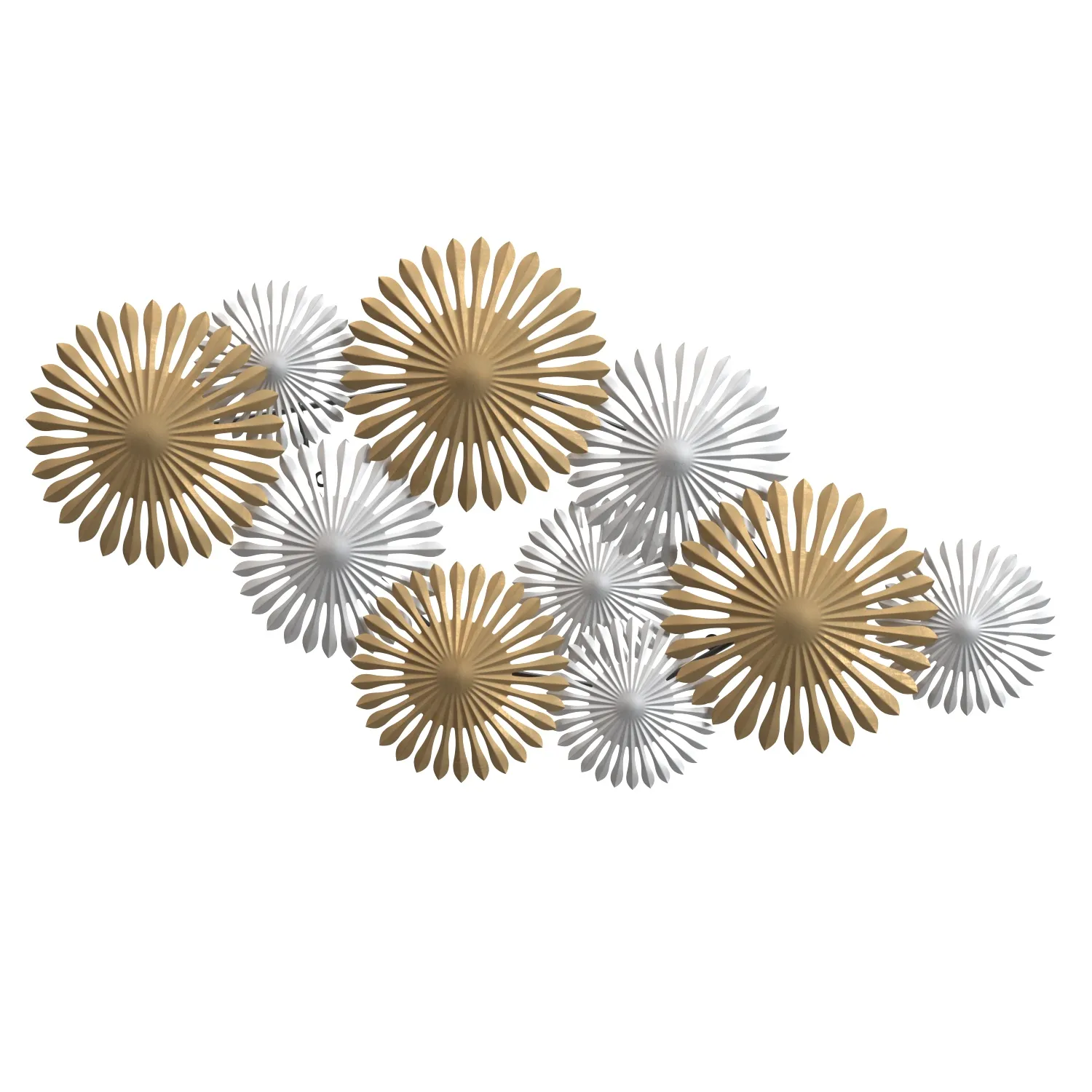 Sparks 45 Inch Wide Gold And Silver Metal Wall Art PBR 3D Model_04